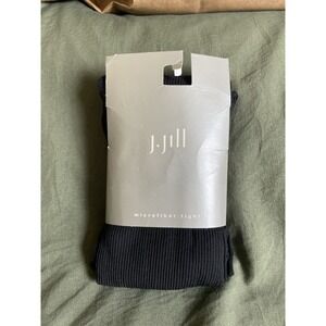 NWT J. Jill Black Ribbed Knit Tights Lycra Spandex Fits Plus Size 1